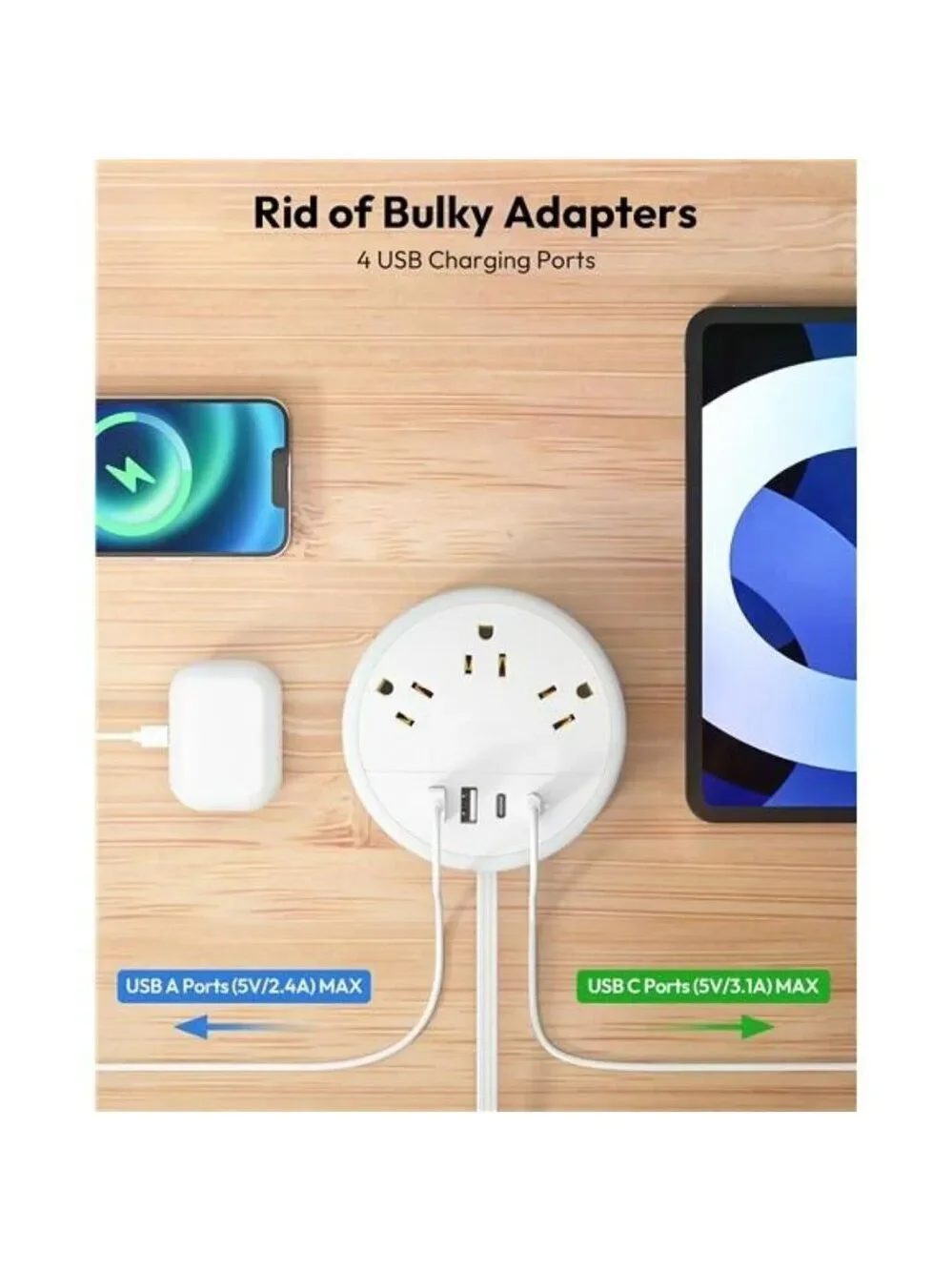 NTONPOWER Travel Power Strip USB C Extension Cord Cruise Essentials 4FT